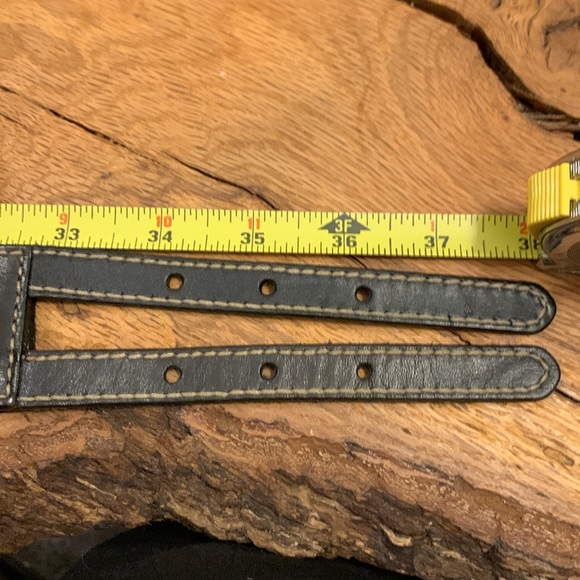 DOUBLE BUCKLE PERFORATED LEATHER BELT  WITH METAL STUDS AND SOMID BRASS BUCKLES - Picture 12 of 14